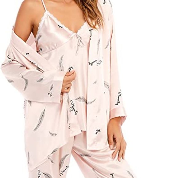Silk Satin Pajama Satin Pyjama Set With Robe Silk Satin Silky Two